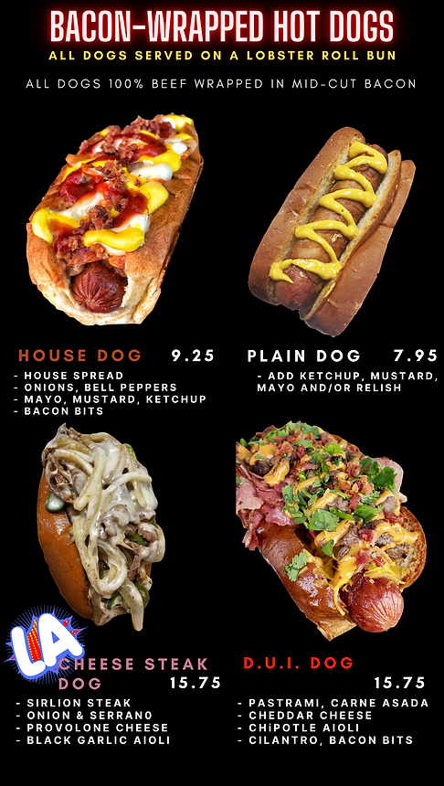 Buy Hot Dogs in Downtown Vegas | Dirt Dog Fremont Menu
