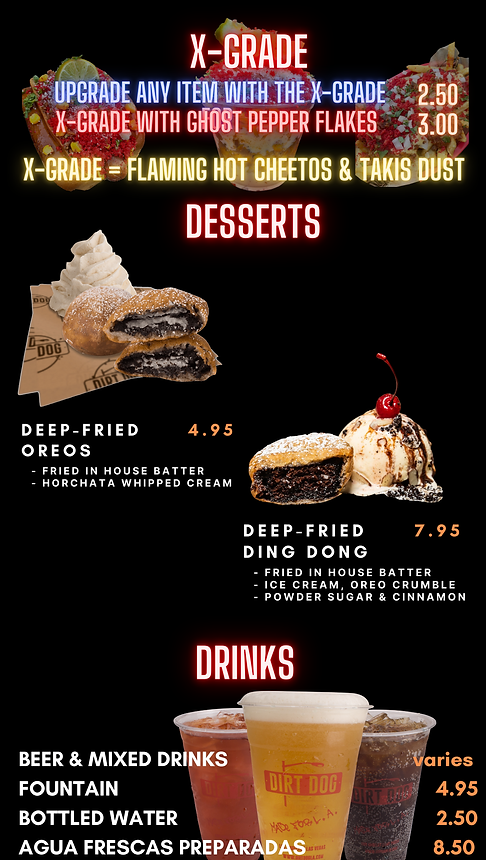 Signature Desserts Menu - Dirt Dog Fremont