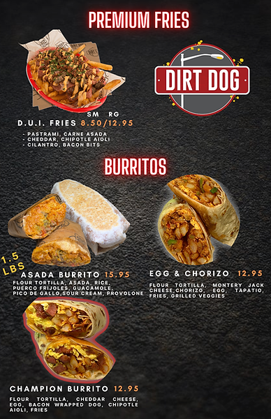 Sahara Special Burrito Offer Menu - Dirt Dog Las Vegas Sahara