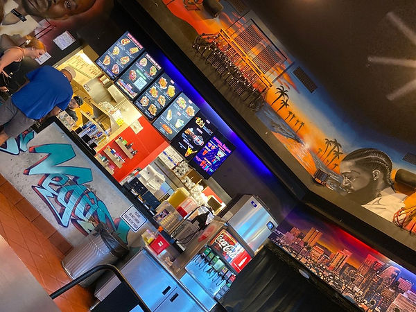 Interior Seating and Counter View at Dirt Dog Fremont Location