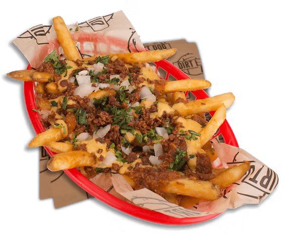 Dirty Chilli Fries - Chorizo Chili served at Dirt Dog LA