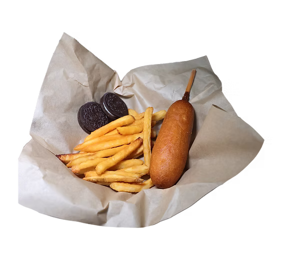 Corn Dog Meal Served at Dirt Dog LA