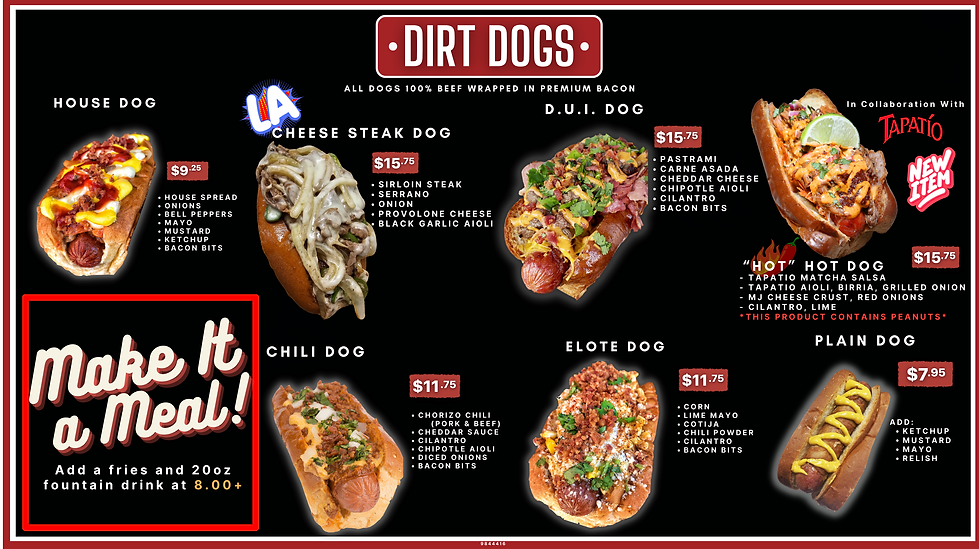 Make A Meal With Hot Dogs, Fries & Drinks - Dirt Dog at Showcase Mall Food Court