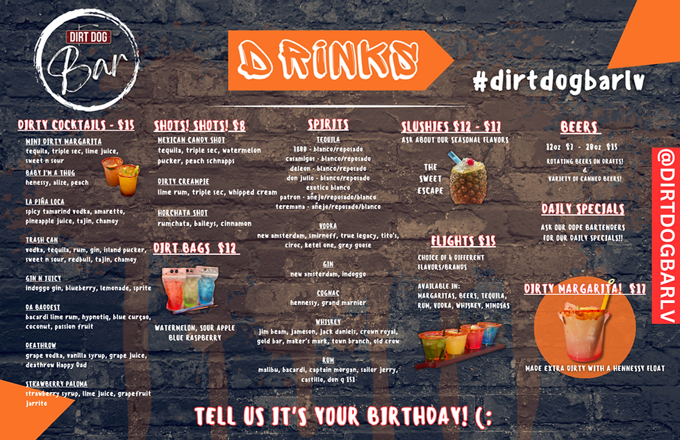 Beer and Cocktail Options at Dirt Dog Strip Grand Bazaar Shops in Las Vegas