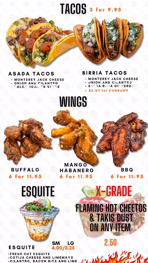 Tacos & Wings Menu - Dirt Dog LA Gardena