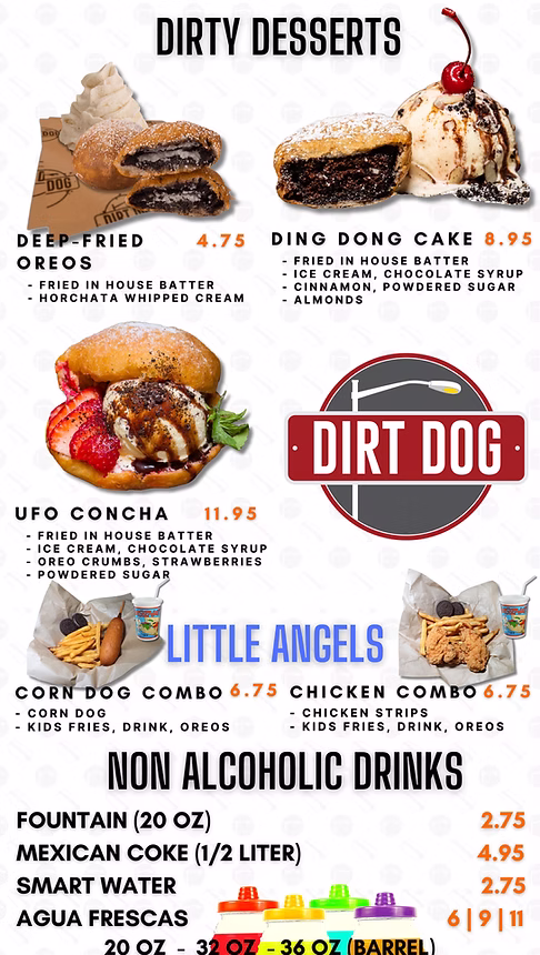 Handcrafted Cocktails & Cheesecake Flavors Menu - Dirt Dog LA Gardena