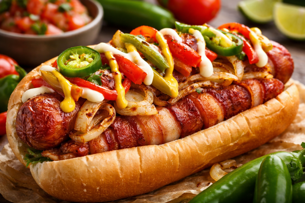 bacon wrapped hot dog toppings